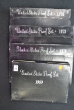 4 - U.S. Mint Proof Sets including 1973, 1974, 1979, and 1980; 4xBID