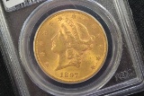 1897 Liberty Head Twenty Dollar 1 oz. Gold Coin; MS-62