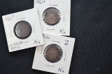 3 - Shield Nickels including 1866, 1867, and 1869; 3xBID