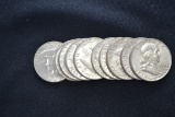 10 - 1950s Franklin Half Dollars; 10xBID