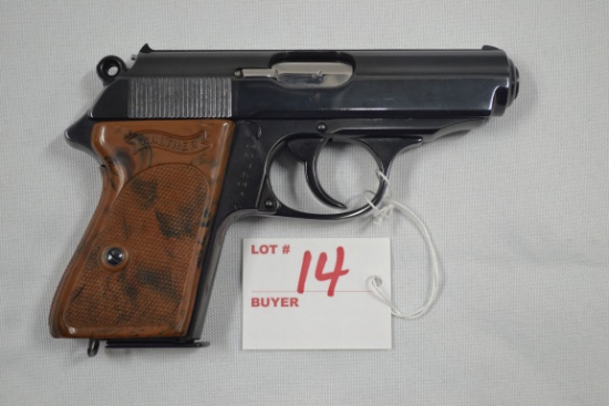 Walther Model PPK 7.65mm/.32 ACP Cal. Semi Auto Pistol w/Checkered Bakelite Grips; Nazi-Marked; Issu
