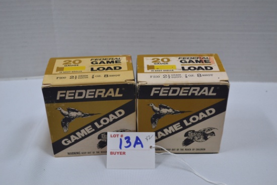 2 Boxes - Federal Game Load 20 Ga. 8-Shot Shells; 25 Rds./Box; 2xBID