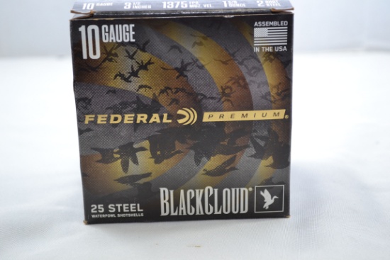 1 Box - Federal Premium BlackCloud 10 Ga. 3-1/2" 2-Shot Steel Shotshells; 25 Rds./Box