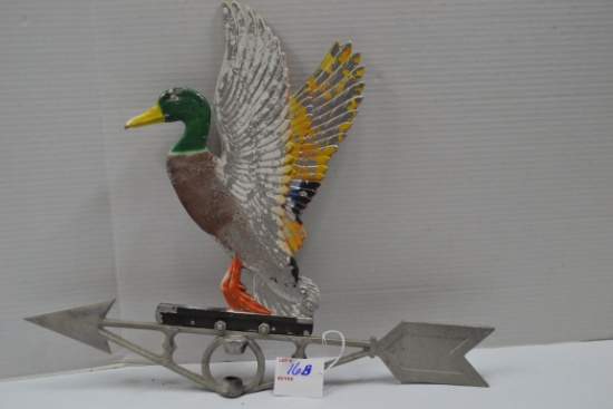 Vintage "Robbins, Maryville, MO" Mallard Duck Painted Cast Aluminum  Weather Vane Only