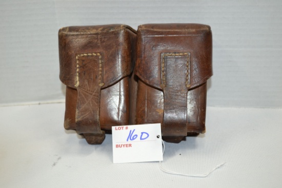 Vintage Leather 2-Cell Ammo Pouch for 8mm German Mauser or Russian 7.62x64R