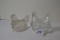 Clear Hen on Nest and Clear Chicken Candy Dispenser