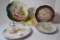 Group of 6 Vintage Litho Print Hand Painted Decorative Plates; Some marked Bavaria or Germany.