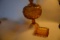 L.E. Smith Amber Moon and Stars Lidded Compote w/Amber Coin Ashtray
