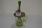 Vintage Green Uranium Glass Measure w/Mixer