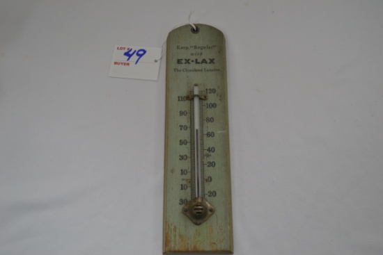 Vintage Wooden Ex-Lax Advertising Thermometer; 9"