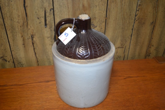 Vintage 2 Gallon Western Maple Leaf Brown Top Crock Jug