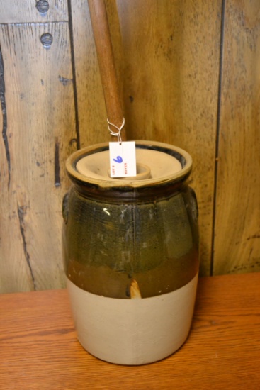 Vintage 2 Gallon Crock Butter Churn w/Dasher