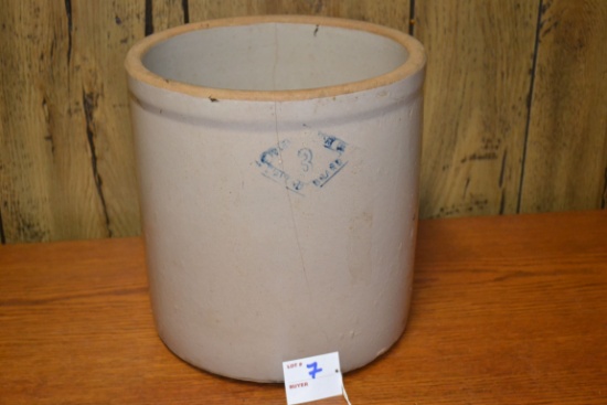 Vintage 3 Gallon Diamond Bread Crock; Has Crack