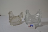 Clear Hen on Nest and Clear Chicken Candy Dispenser