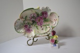 Vintage Hand Painted Serving Dish (Marked Bavaria) and Handmade Bone China 