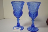 Pair of 1976-77 Avon Blue George and Martha Washington Goblets by Fostoria; 8