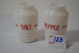 Pair of Hazel Atlas Salt and Pepper Milk Glass; No Tops