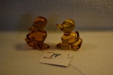 Pair of Amber Duck Figures; 2