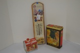 Group of Contemporary Hungry Jack Tin, Thermometer, and Syrup Tin