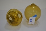 Pair of Amber Lightning Rod Glass Globes including One W.C. Shinn