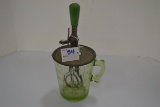 Vintage Green Uranium Glass Measure w/Mixer