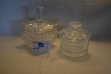 Pair of Cut Crystal Condiment Dishes w/Spoons