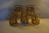 Set of 6 1960s Culver Beverage Glasses w/22K Gold 