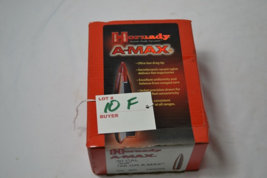 1 Box - Hornady A-Max .380 168 gr.; 250 Rds./Box
