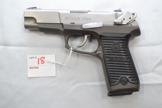 Ruger P89 9mm Semi-Auto Double Action SS Pistol w/3-Dot Sights and 1-10 Rd. Magazine; SN 309-22282
