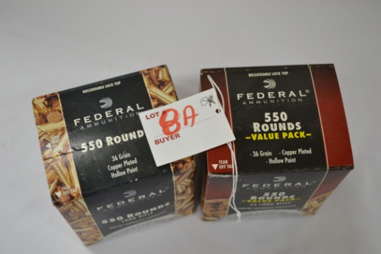 1 Box - Federal .22 LR 36 gr. HP; 550 Rds./Box