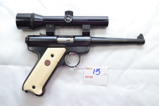 Ruger MK I .22 LR Cal. Semi-Auto Pistol w/6" BBL, Fixed Sights, 1-10 Rd. Magazine, Bushnell 2x20 Sco