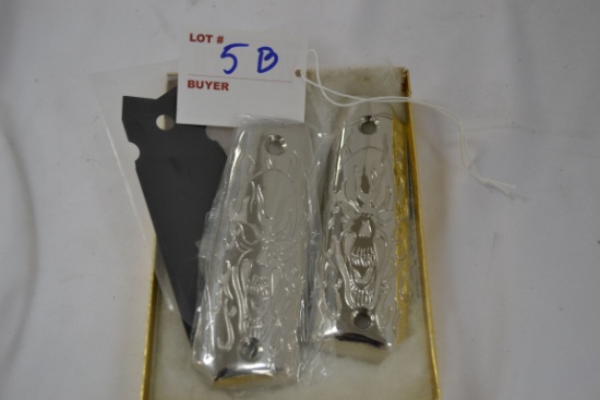 1911? Engraved 4"x1-1/2" Metal Grips w/Devil/Lucha Libre Pattern