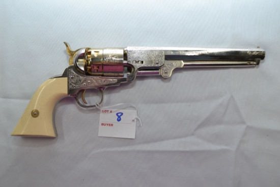 F.LLI Pietta .44 Cal. Single Action Black Powder Revolver w/7-1/4" Octagon BBL and Engraved w/Gold P