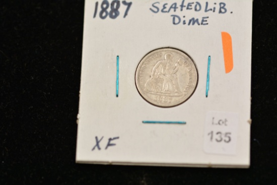 1887 Seated Liberty Dime; XF