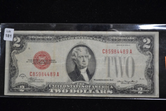 1928-D Two Dollar Red Seal Note; XF