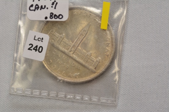 1839 Canadian One Dollar Coin; .800 Silver