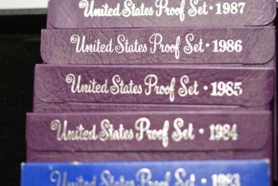 5 - U.S. Mint Proof Sets including 1983 thru 1987; 5xBID