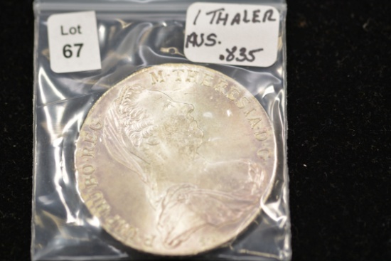 1780 Austrian One Thaler Coin; .835 Silver