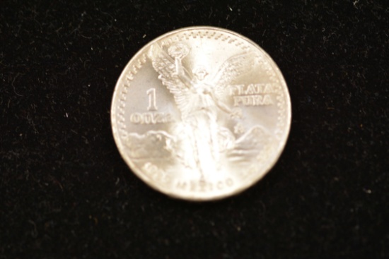 1985 Mexican One Onza Coin; .999 Silver