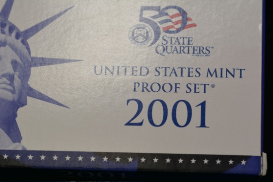 2 - U.S. Mint State Quarter Proof Sets including 2001 and 2002; 2xBID