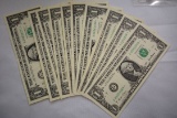 10 - One Dollar Star Notes including 1 - 1999, 2 - 2001, and 7 - 2013; All AU; 10xBID