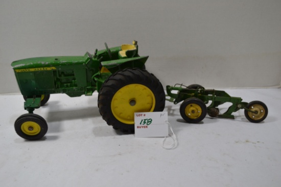 Ertl John Deere 3020 Wide Front 1/16 Scale Tractor and 1950s John Deere 2-Bottom 1/16 Scale Plow