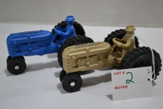 Nov. 2015 and Nov. 2019 Plastic Promotional Plastic Tractors; 5"x3"