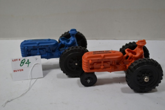 Ertl 2001 and 2017 Plastic Promotional Tractors; Both Signed by Joseph Ertl; 5"x3"