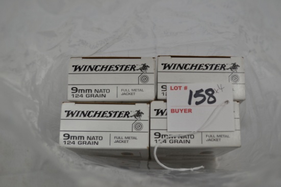 4 Boxes - Winchester 9mm NATO 124 gr.; 50 Rds./Box; 4xBID