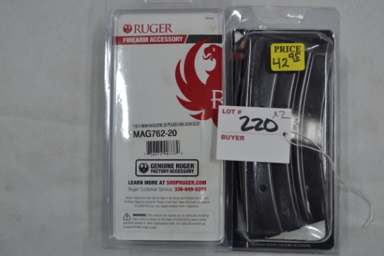 2 - Factory Ruger Mini-30 20 Rd. Magazines; 2xBID