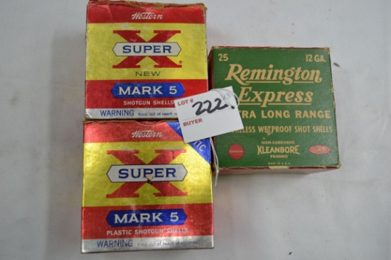 3 Boxes - Vintage 12 Ga. Shells including Winchester Super X Plastic Shells 2-3/4" Cham. 5-Shot and