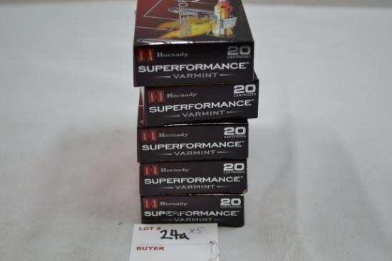 5 Boxes - Hornady Superformance Varmint .222 Rem. 50 gr. V-Max; 20 Rds./Box; 5xBID