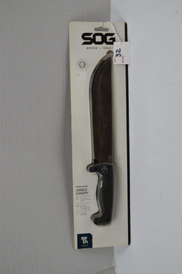 SOG Jungle Canopy Fixed Blade Knife w/Sheath; 15-1/2" OAL, 10" Blade; New