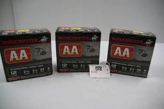 3 Boxes - Winchester AA 12 Ga. 2-3/4" 9-Shot Target Loads; 25 Rds./Box; 3xBID